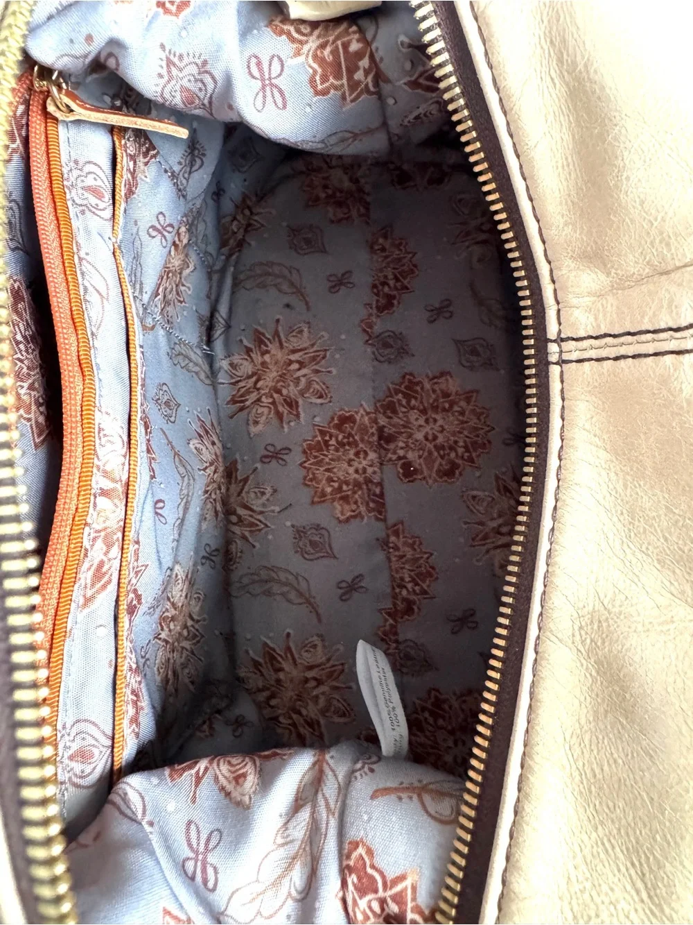 HOBO Leather Shoulder Bag Cream Ivory Brown Slouchy Purse